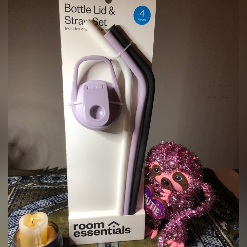 Room Essentials Bottle Lid & Straw Set - White